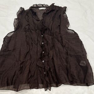 Zara Chocolate Ruffled Blouse
